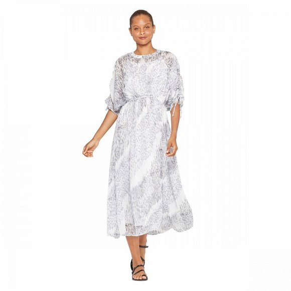 Prologue Dresses & Skirts - NWT Prologue Zebra Crewneck Midi Dress Large White